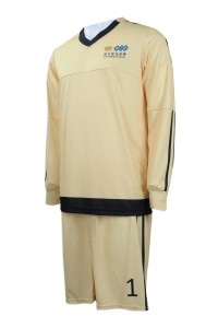 WTV143 來樣訂造長袖運動套裝 團體訂購運動套裝 足球波衫 足球隊衫 運動套裝製造商    米黃色